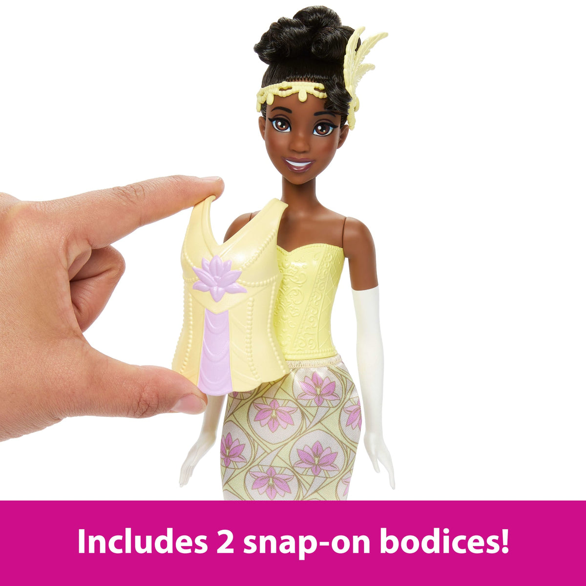 Disney Princess 2-In-1 Stories Tiana Fashion Doll With 2 Snap-On Bodices, 2 Skirts & 9 Accessories