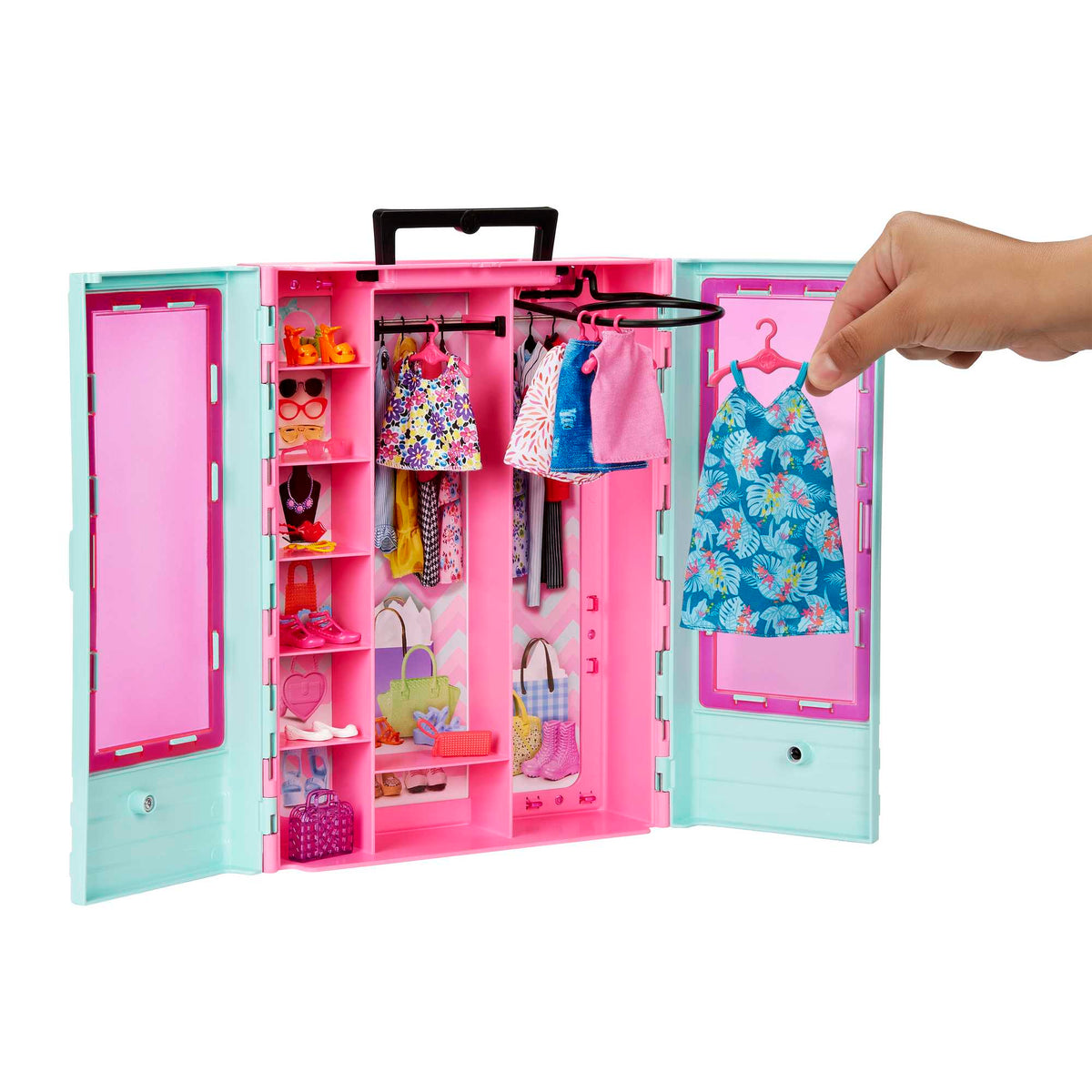 Barbie Coffret de Jeu Armoire Mode, 3 Tenues, Accessoires, 3-8 Ans