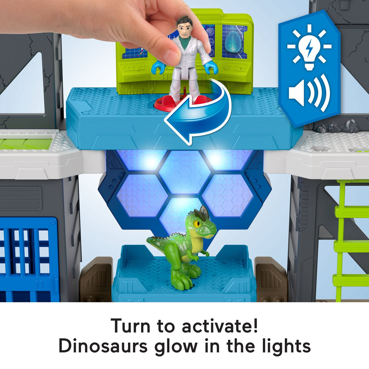 Imaginext Jurassic World Scan & Glow Dino Playset With Lights Sounds & Dinosaur Toys