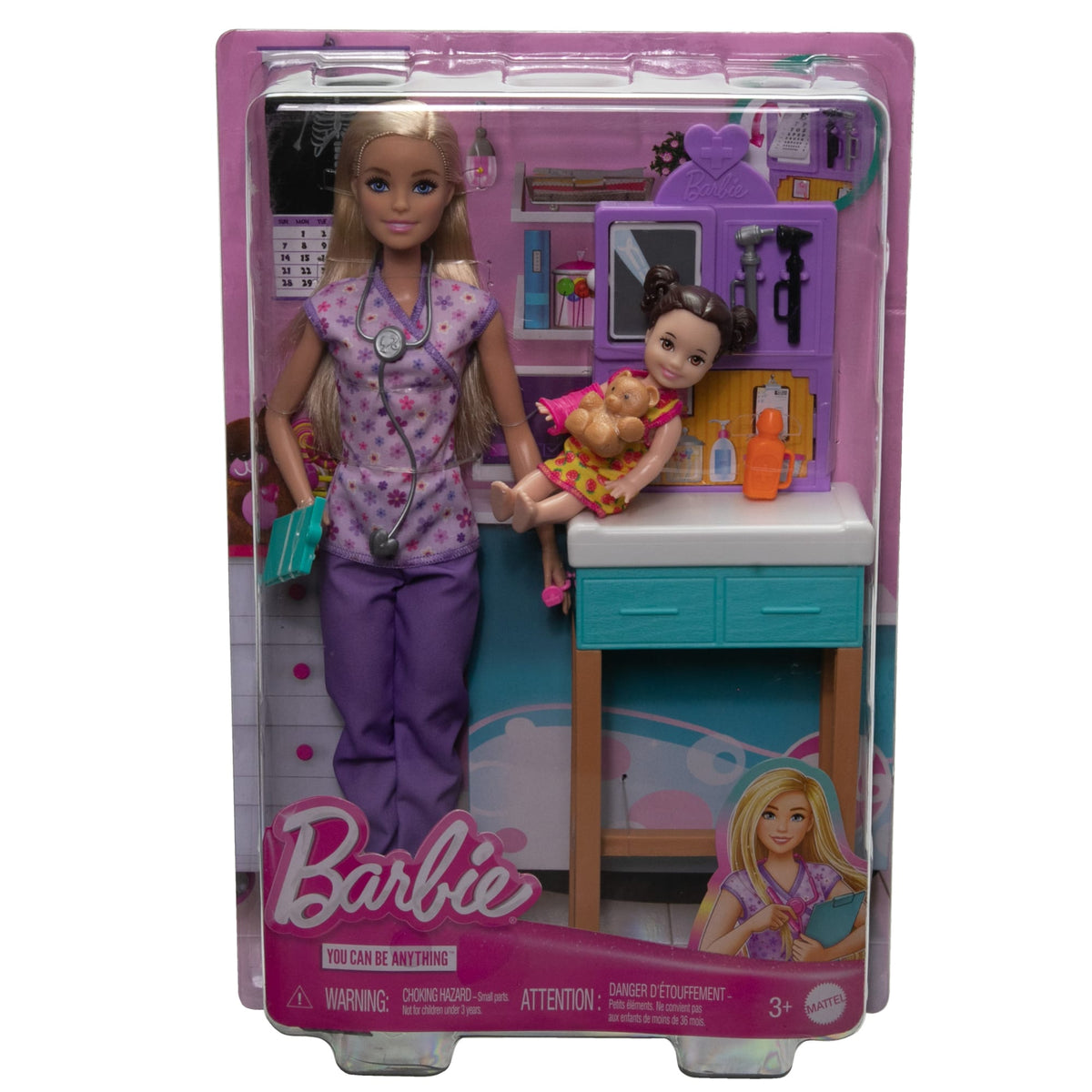 Barbie Pediatrician Doll And Doctor Playset With Accessories, Purple Scrubs, Barbie Toys