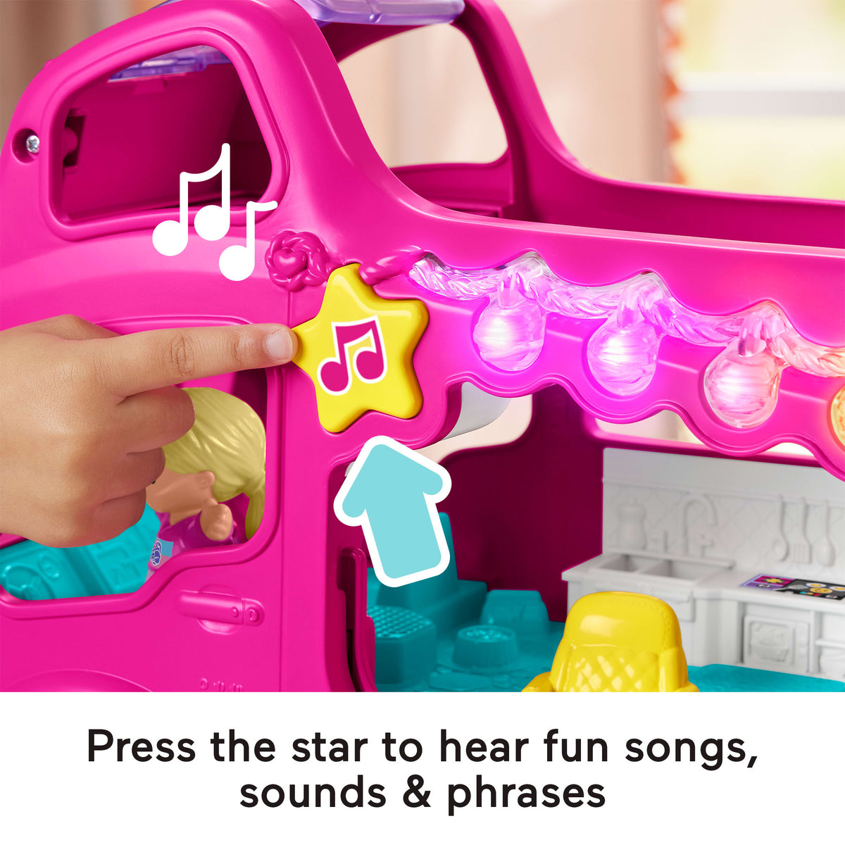 Fisher-Price Little People Barbie Little Dreamcamper Rv Playset With Music Lights & 2 Figures, Multilanguage Version