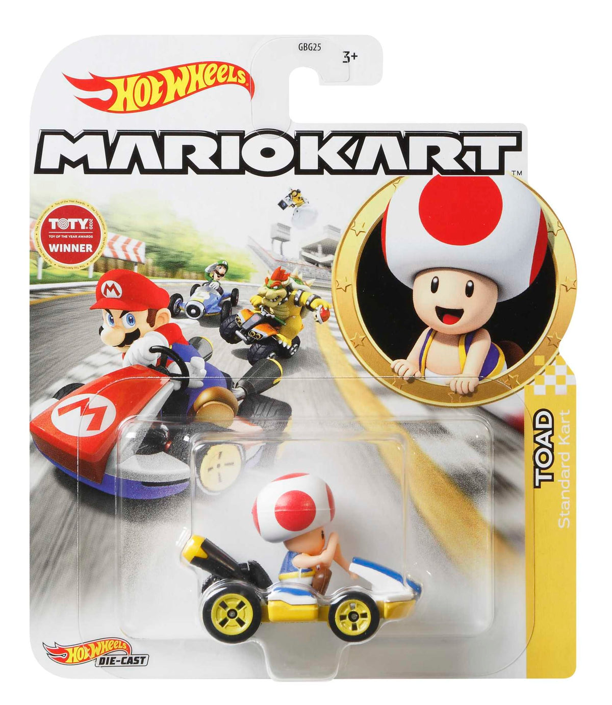 Hot Wheels Mario Kart Veículo de Brinquedo Kart Padrão Toad