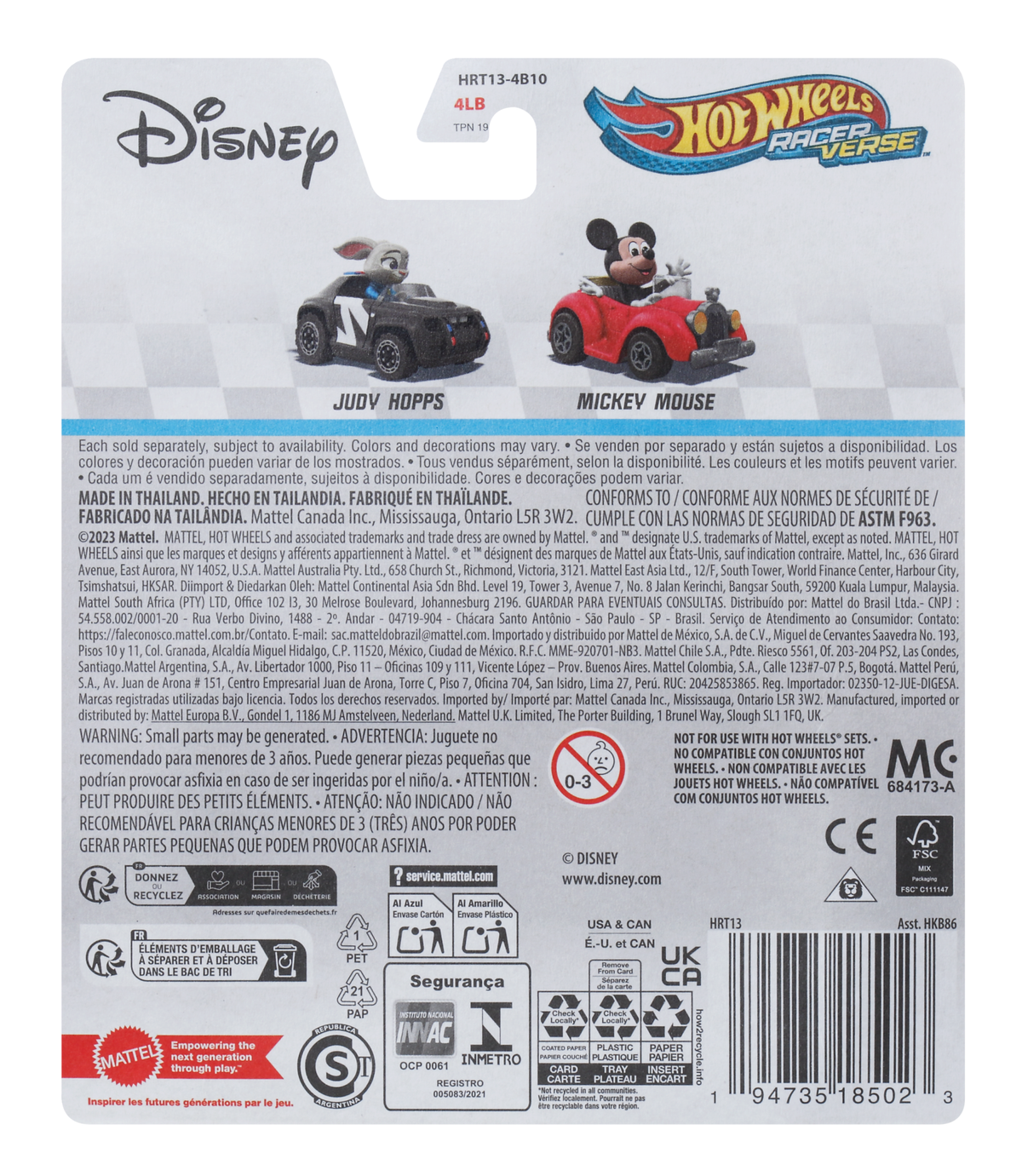 Hot Wheels RacerVerse Vehículo de Juguete Judy Hopps