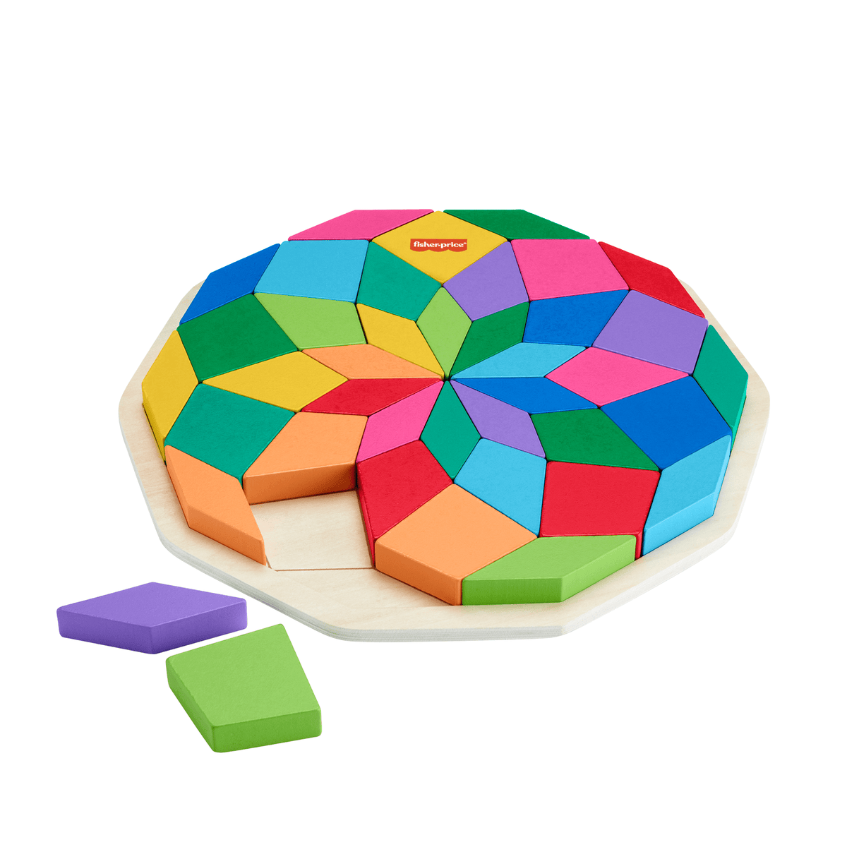 Fisher-Price Brinquedo para Bebês Quebra-cabeça de Madeira Mandala Geométrica
